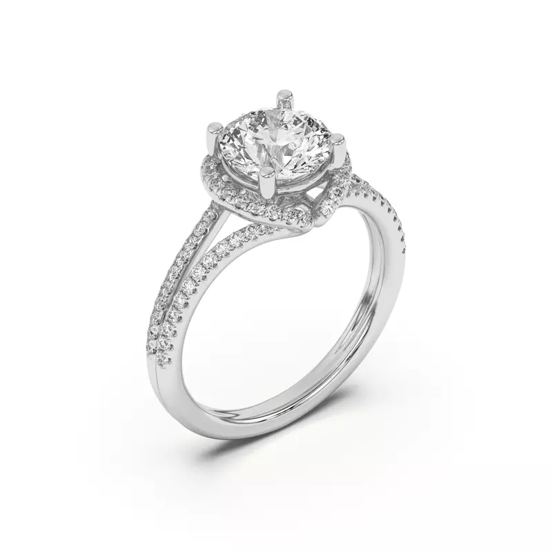 14K White Gold Andra Folded Halo Engagement Ring