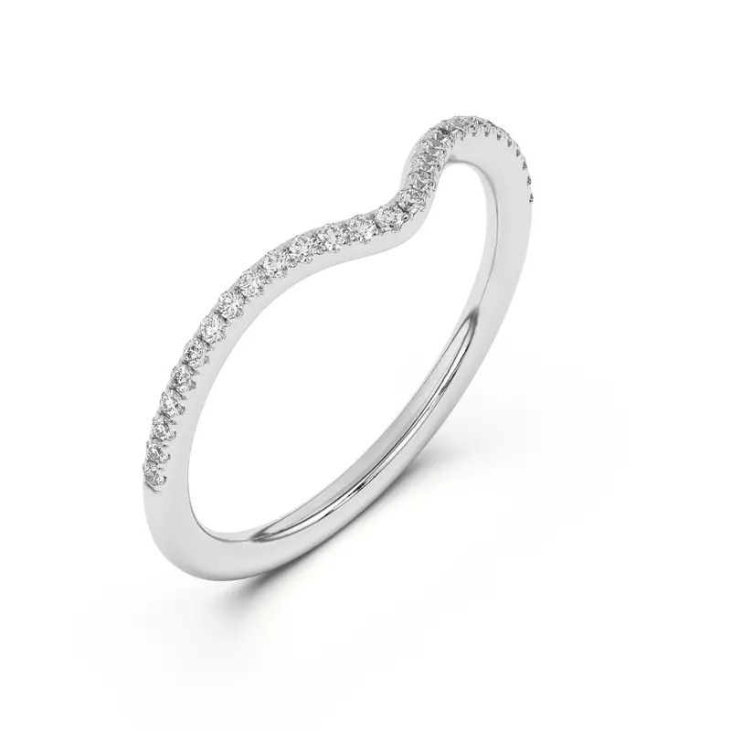 14K White Gold Andra Curved Pavé Band