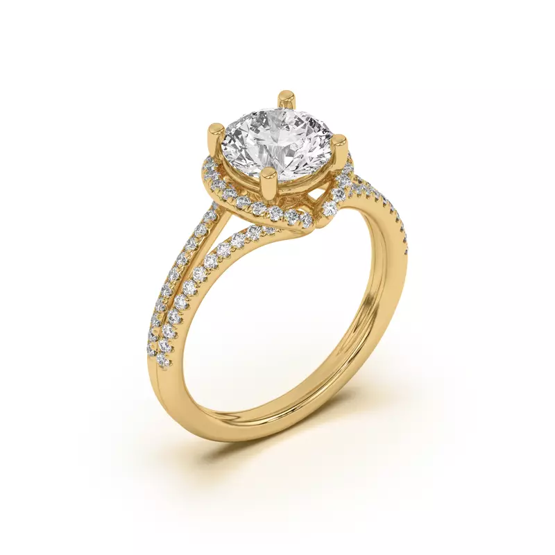 14K Yellow Gold Andra Folded Halo Engagement Ring