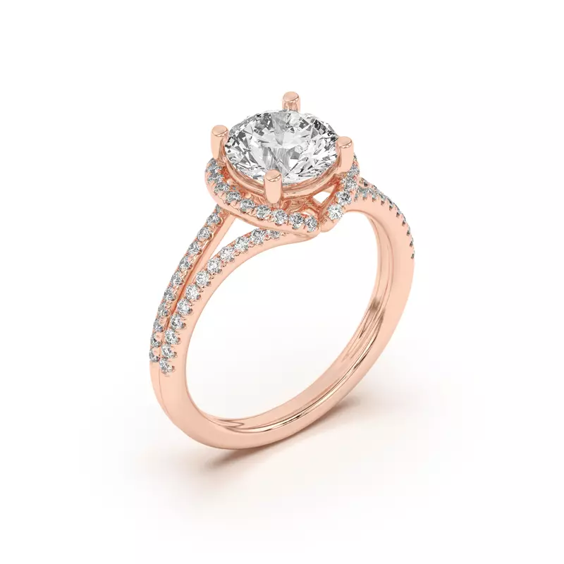 18K Rose Gold Andra Folded Halo Engagement Ring