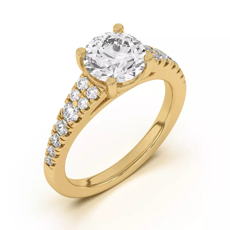 14K Yellow Gold Nalani Pavé Cathedral Engagement Ring