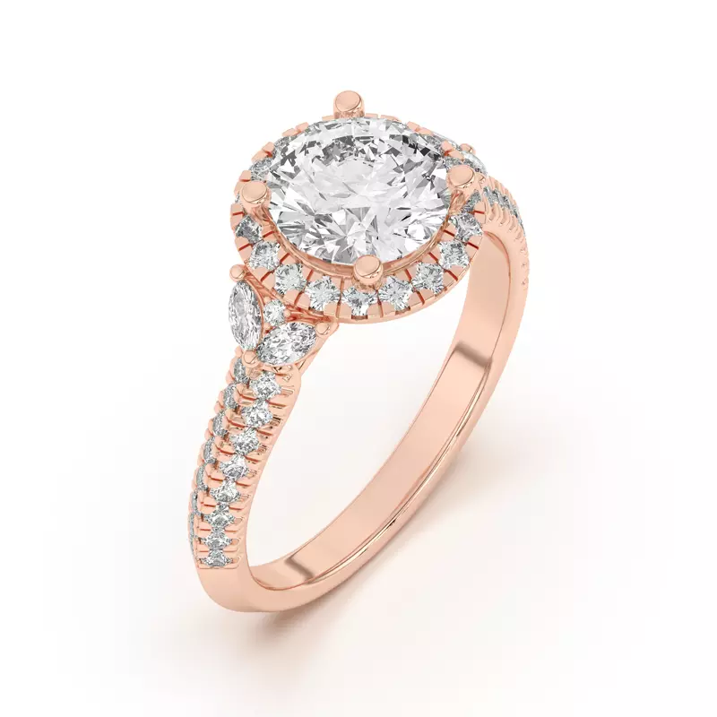 14K Rose Gold Anja Pavé Knife-Edge Cluster Halo Engagement Ring
