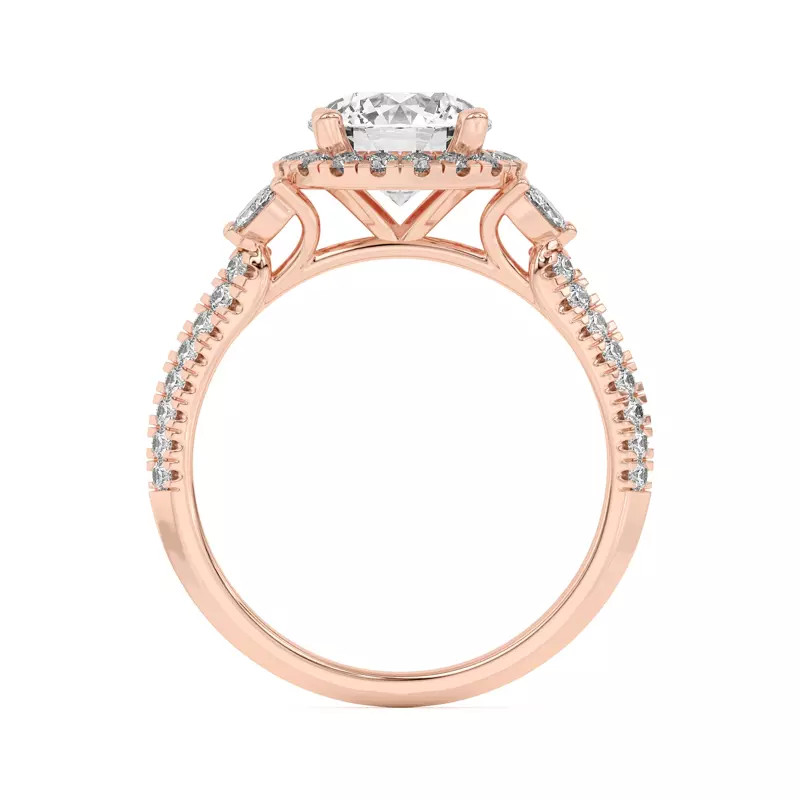 14K Rose Gold Anja Pavé Knife-Edge Cluster Halo Engagement Ring