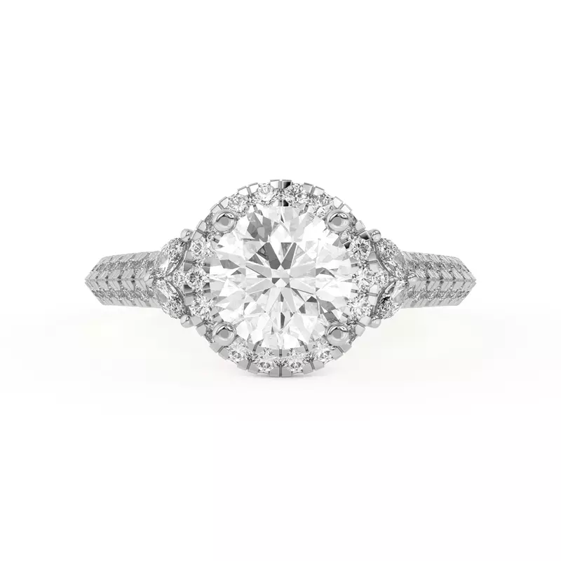 Anja Pavé Knife-Edge Cluster Halo Engagement Ring