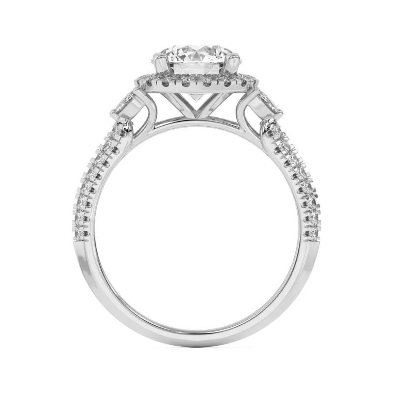 14K White Gold Anja Pavé Knife-Edge Cluster Halo Engagement Ring