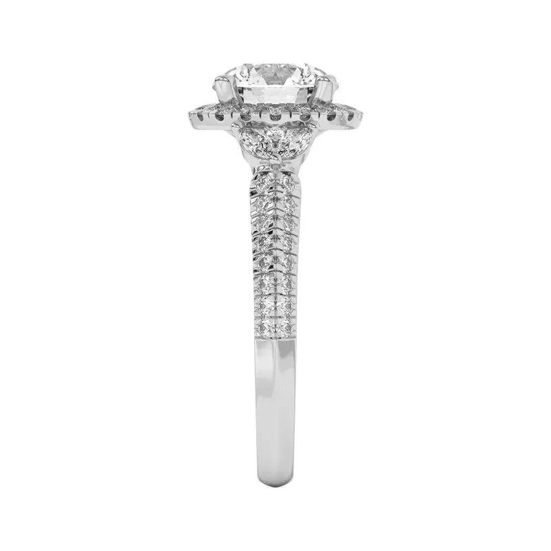 14K White Gold Anja Pavé Knife-Edge Cluster Halo Engagement Ring