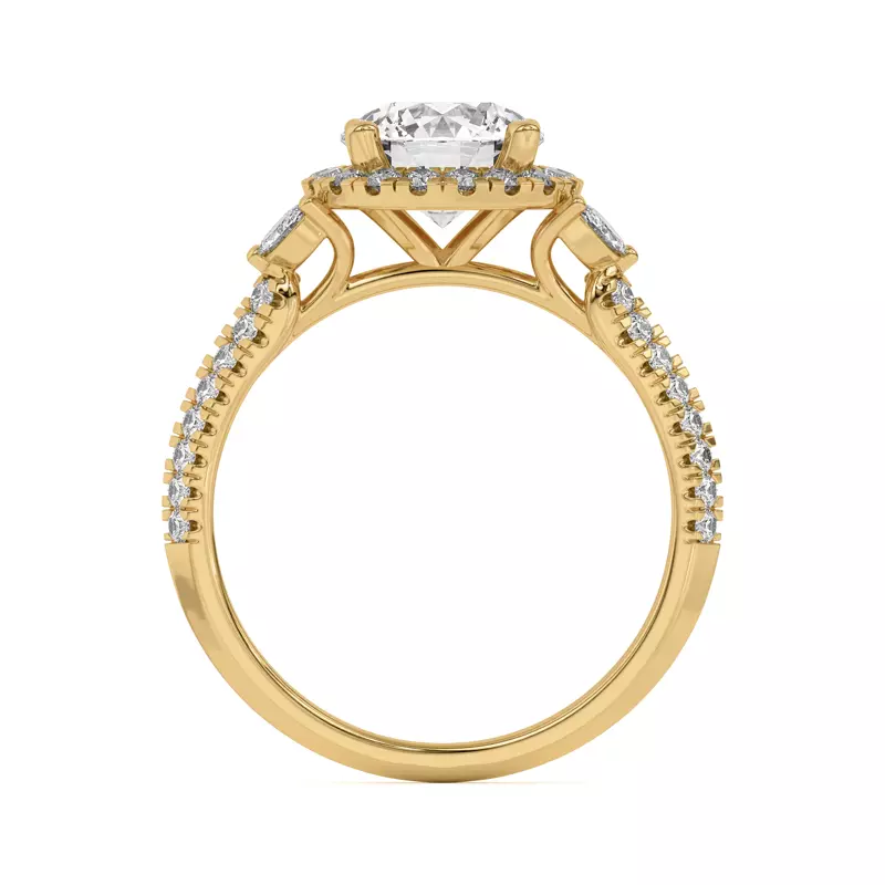 14K Yellow Gold Anja Pavé Knife-Edge Cluster Halo Engagement Ring