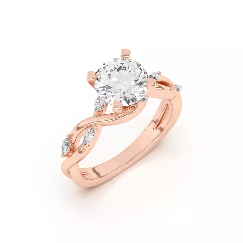 14K Rose Gold Maxime Twisted Marquise Diamond Engagement Ring