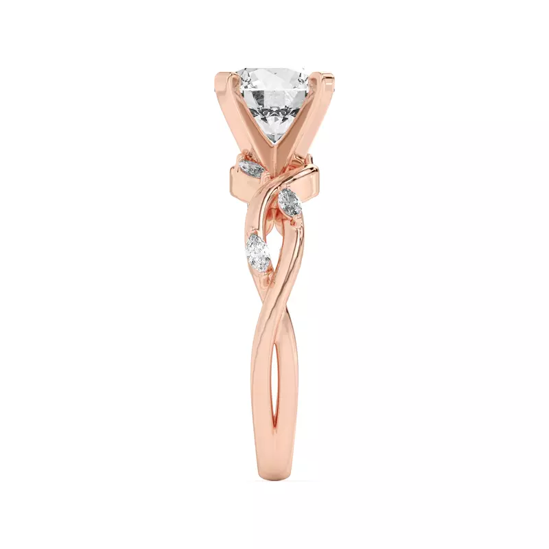 14K Rose Gold Maxime Twisted Marquise Diamond Engagement Ring
