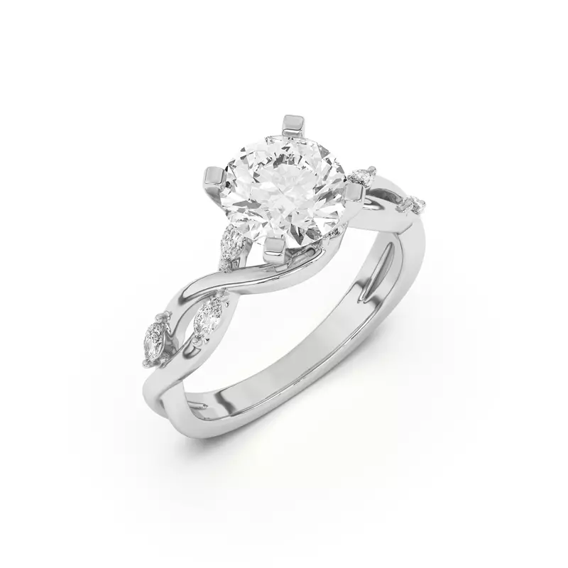 14K White Gold Maxime Twisted Marquise Diamond Engagement Ring