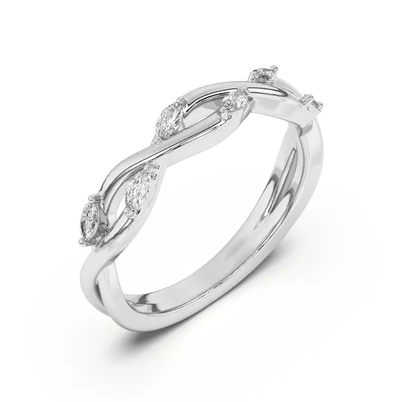 14K White Gold Maxime Twisted Marquise Diamond Band