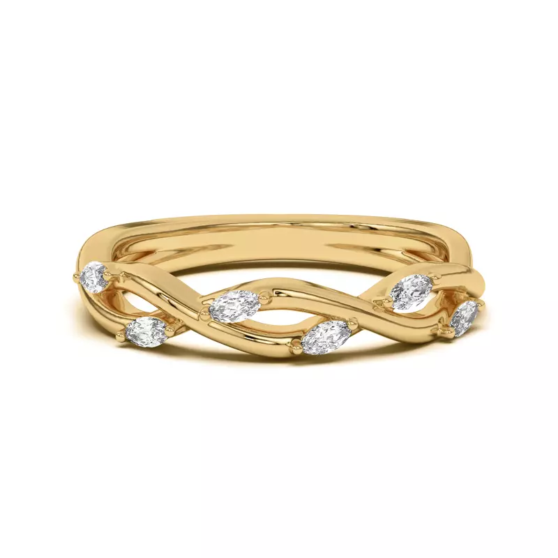 14K Yellow Gold Maxime Twisted Marquise Diamond Band