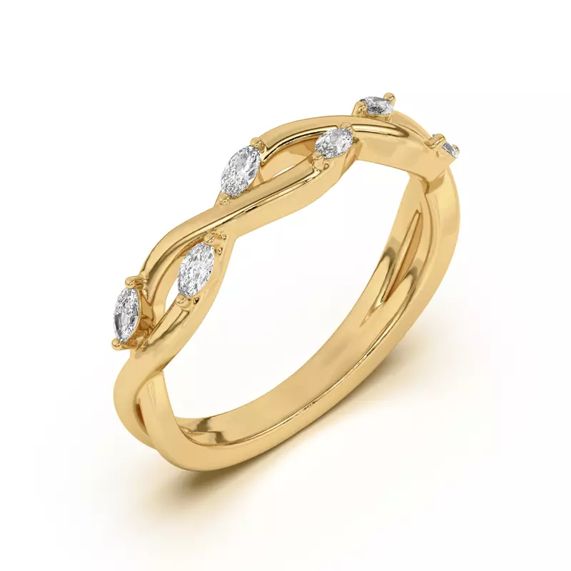 14K Yellow Gold Maxime Twisted Marquise Diamond Band