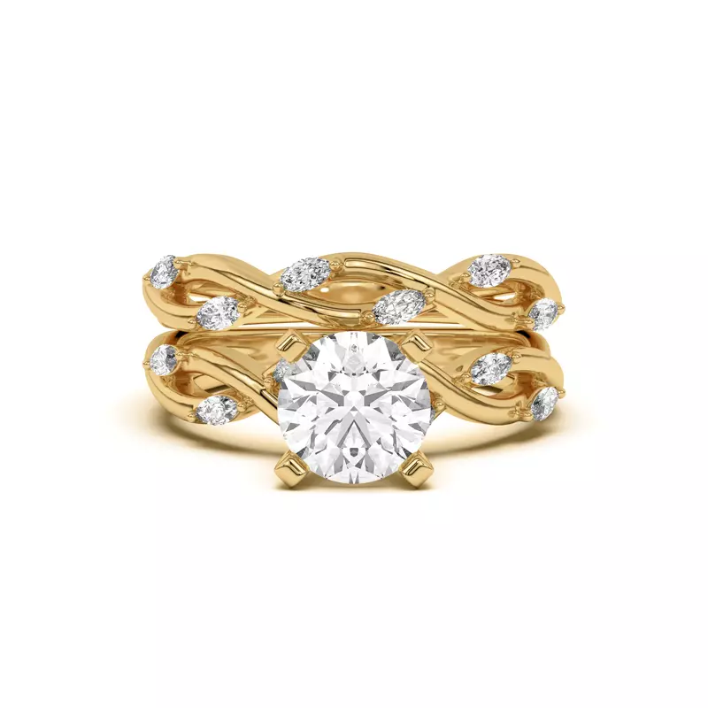 14K Yellow Gold Maxime Twisted Marquise Diamond Band