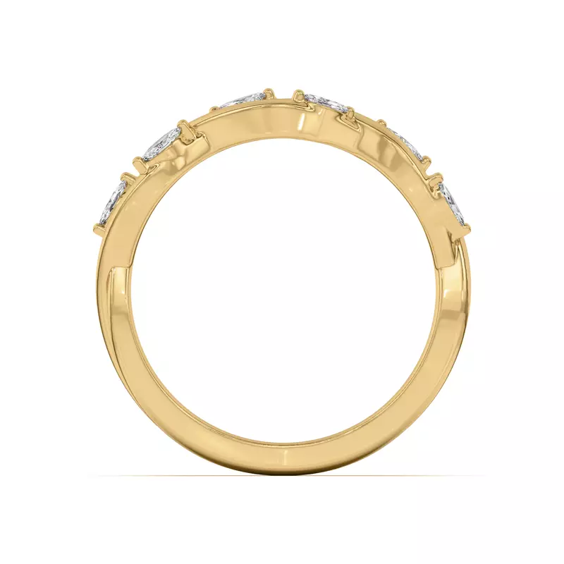 14K Yellow Gold Maxime Twisted Marquise Diamond Band