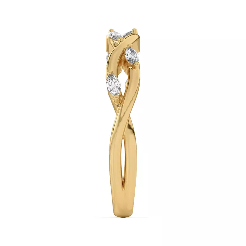 14K Yellow Gold Maxime Twisted Marquise Diamond Band