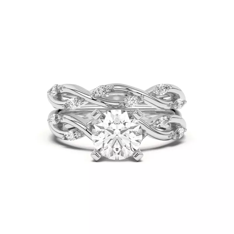 18K White Gold Maxime Twisted Marquise Diamond Band