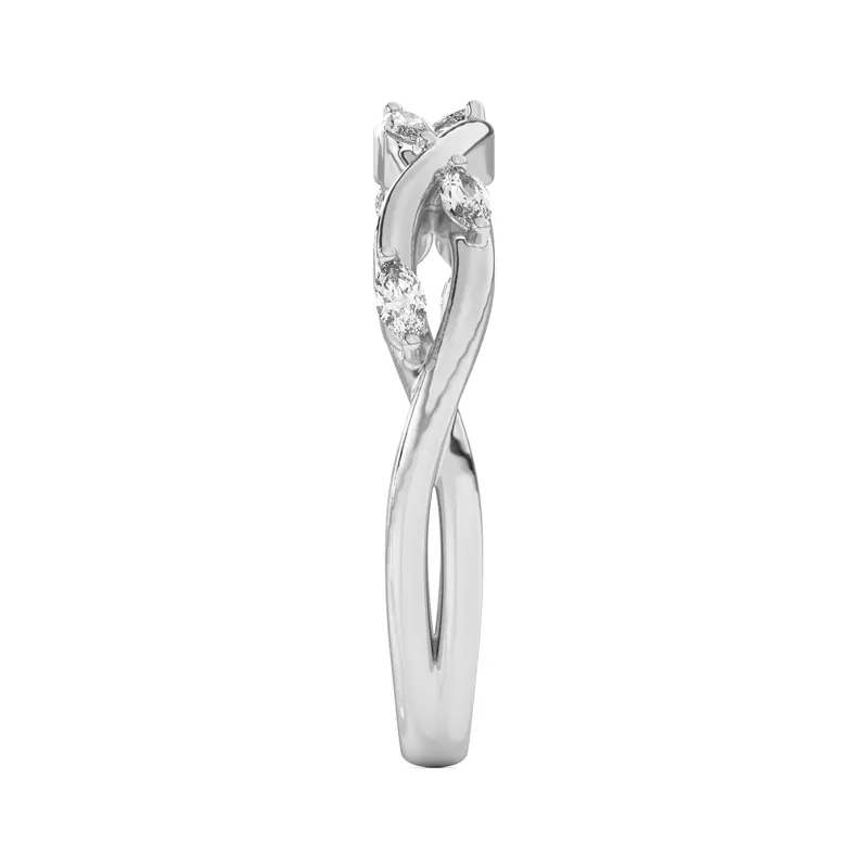 18K White Gold Maxime Twisted Marquise Diamond Band