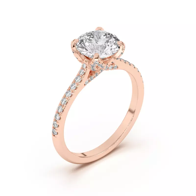 14K Rose Gold Marian Diamond-Encrusted Tulip Prong Pavé Engagement Ring