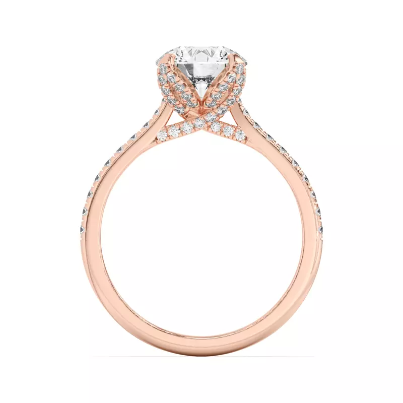 14K Rose Gold Marian Diamond-Encrusted Tulip Prong Pavé Engagement Ring