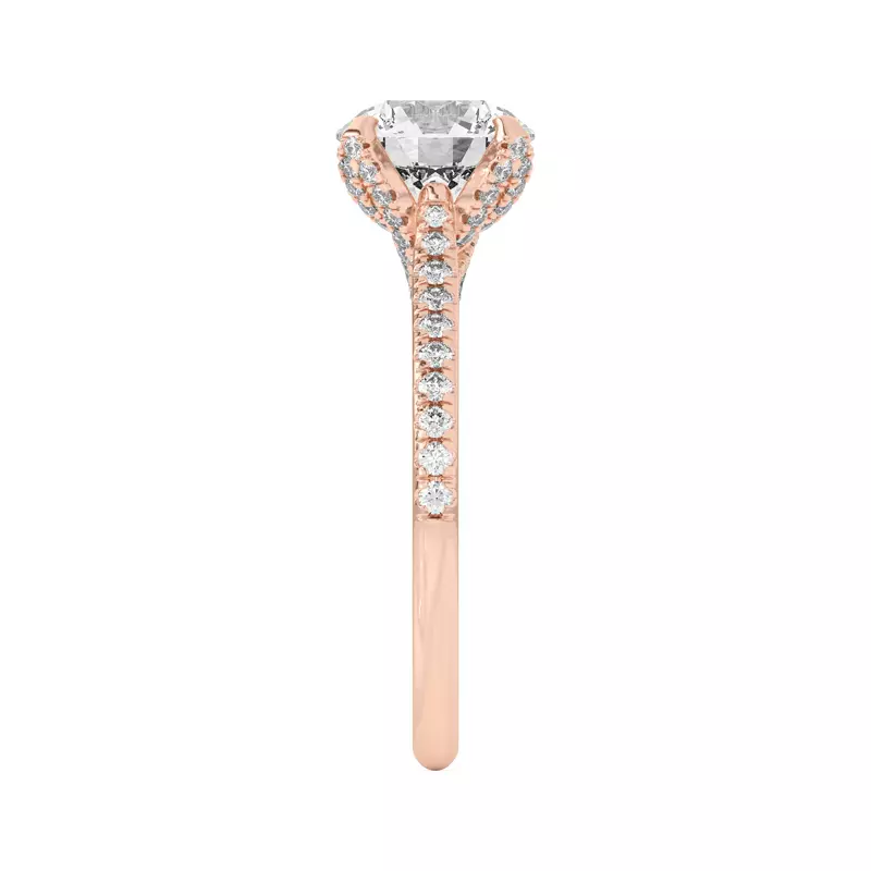 14K Rose Gold Marian Diamond-Encrusted Tulip Prong Pavé Engagement Ring