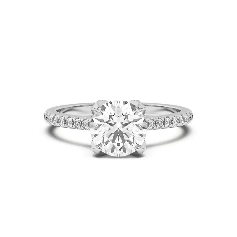 14K White Gold Marian Diamond-Encrusted Tulip Prong Pavé Engagement Ring