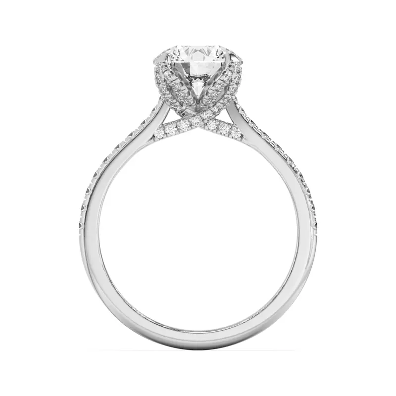 14K White Gold Marian Diamond-Encrusted Tulip Prong Pavé Engagement Ring