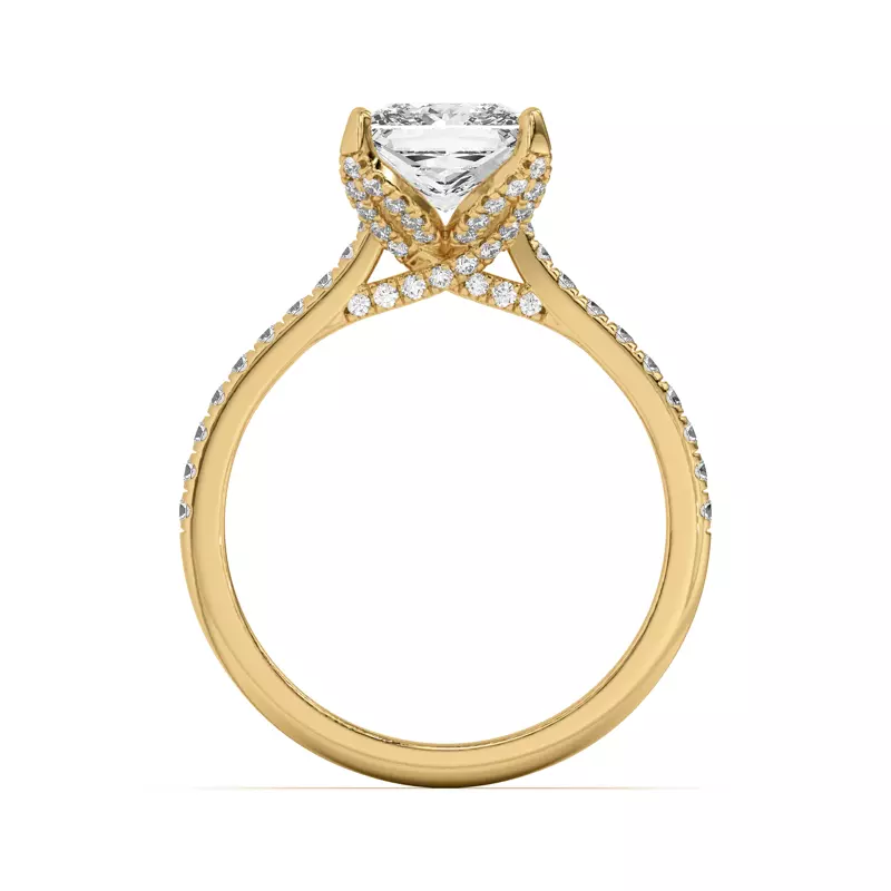 14K Yellow Gold Marian Diamond-Encrusted Tulip Prong Pavé Engagement Ring