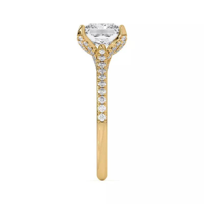 14K Yellow Gold Marian Diamond-Encrusted Tulip Prong Pavé Engagement Ring