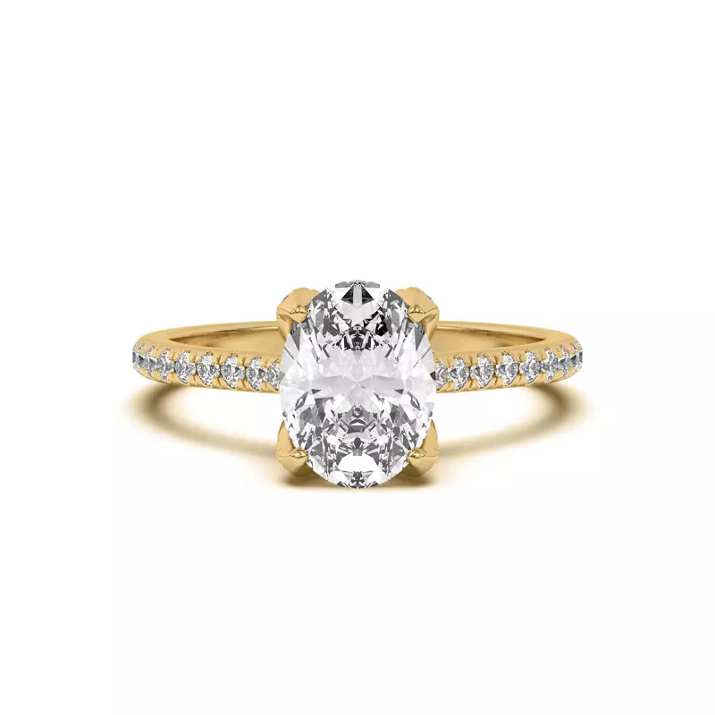 14K Yellow Gold Marian Diamond-Encrusted Tulip Prong Pavé Engagement Ring