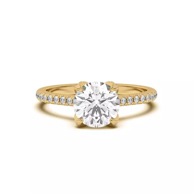 18K Yellow Gold Marian Diamond-Encrusted Tulip Prong Pavé Engagement Ring
