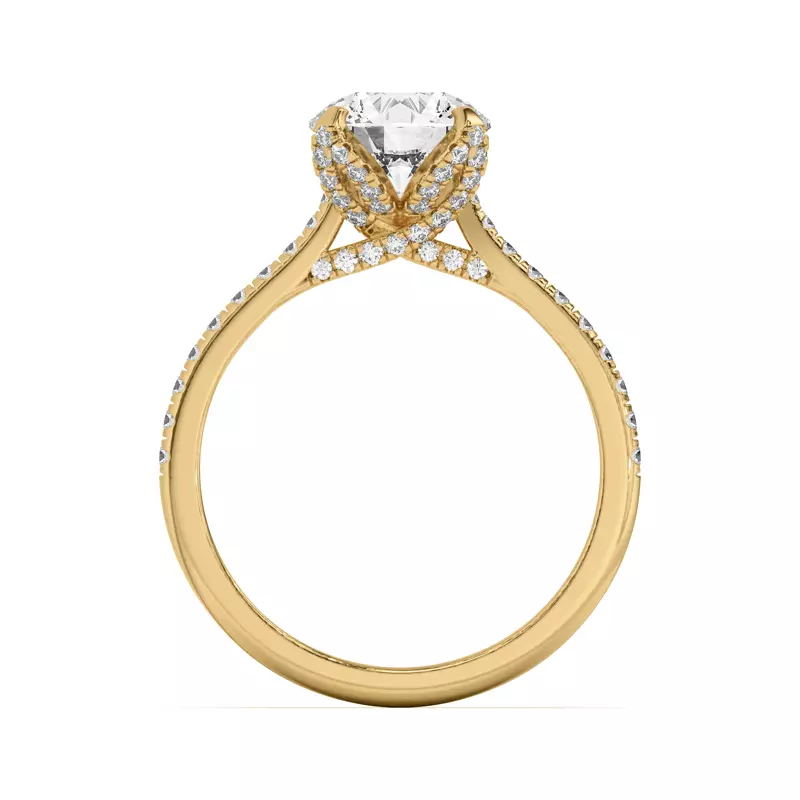 18K Yellow Gold Marian Diamond-Encrusted Tulip Prong Pavé Engagement Ring