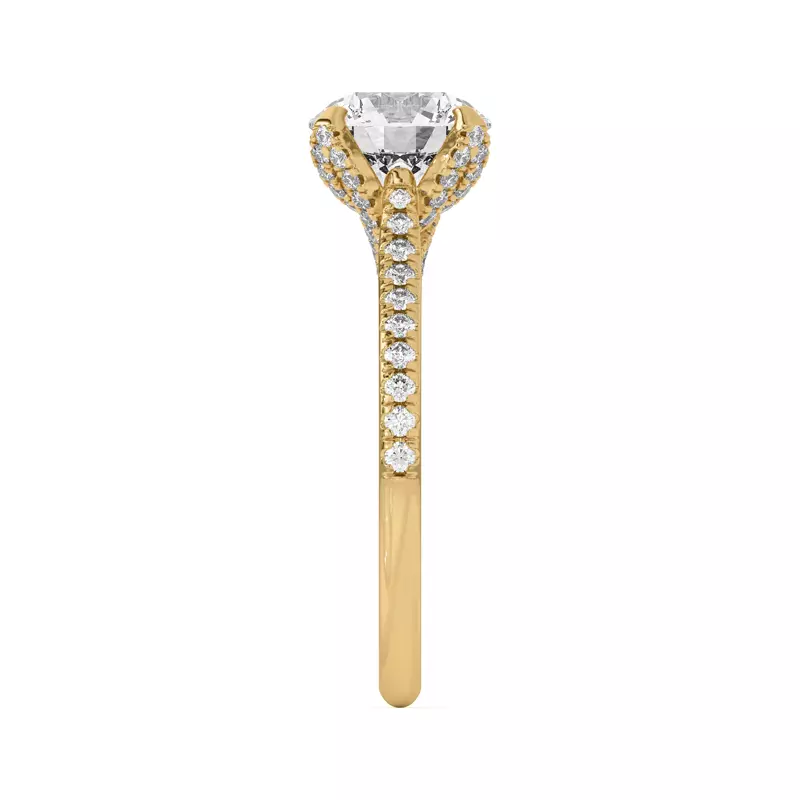 18K Yellow Gold Marian Diamond-Encrusted Tulip Prong Pavé Engagement Ring