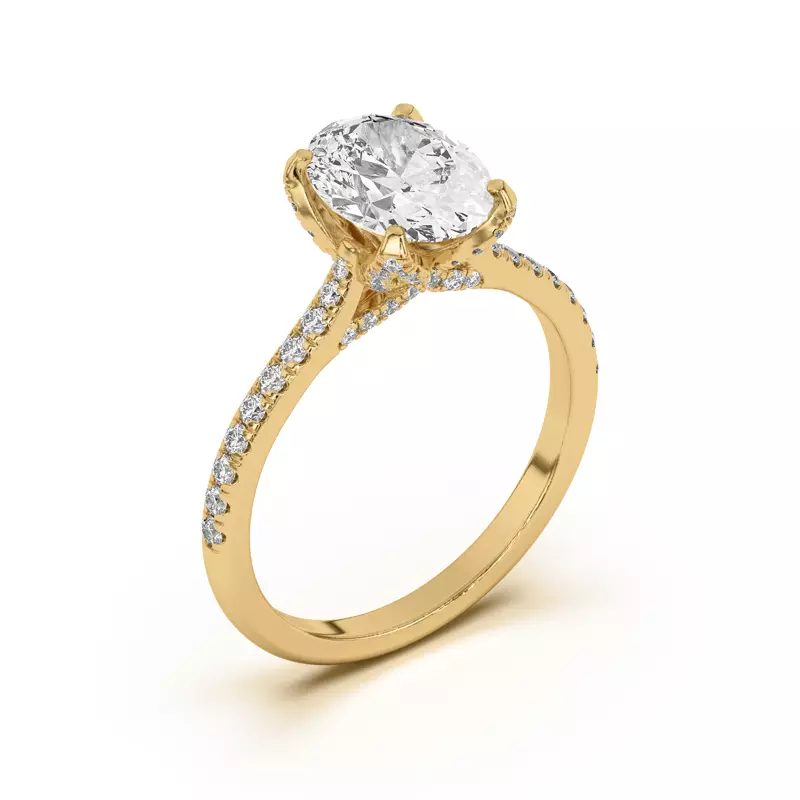 18K Yellow Gold Marian Diamond-Encrusted Tulip Prong Pavé Engagement Ring