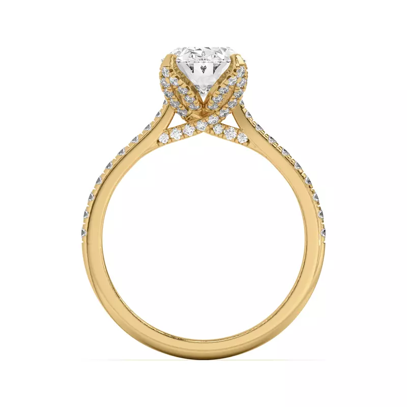 18K Yellow Gold Marian Diamond-Encrusted Tulip Prong Pavé Engagement Ring