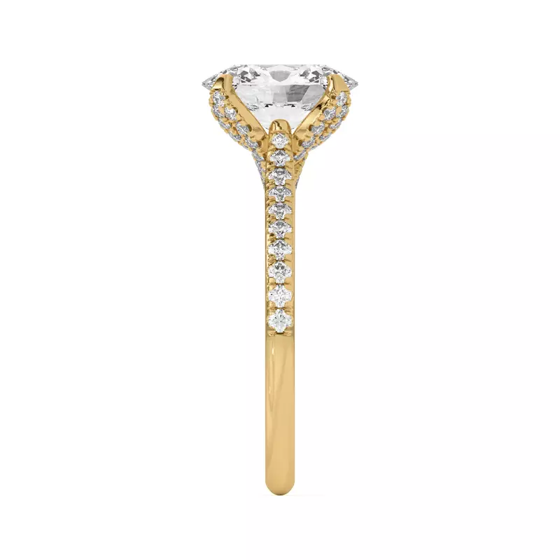 18K Yellow Gold Marian Diamond-Encrusted Tulip Prong Pavé Engagement Ring