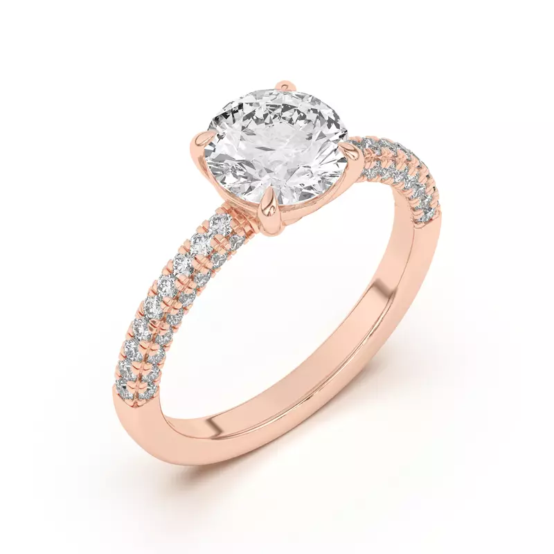 14K Rose Gold Nelly Trio Pavé Engagement Ring