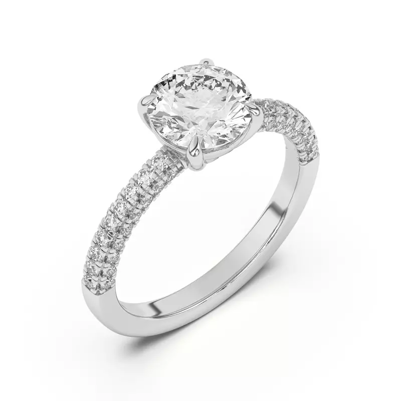 14K White Gold Nelly Trio Pavé Engagement Ring