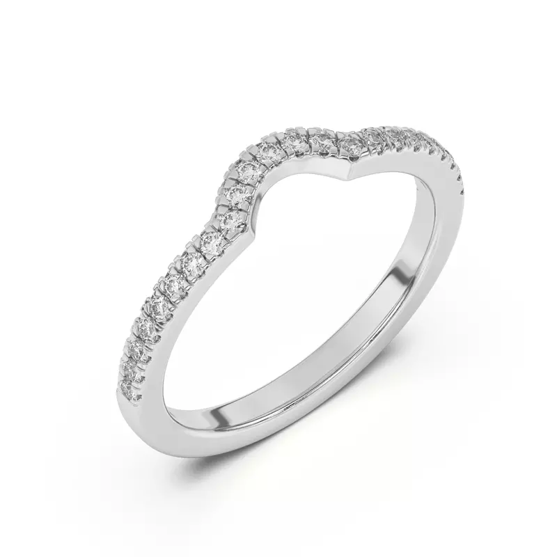 14K White Gold Nelly Curved Pavé Band