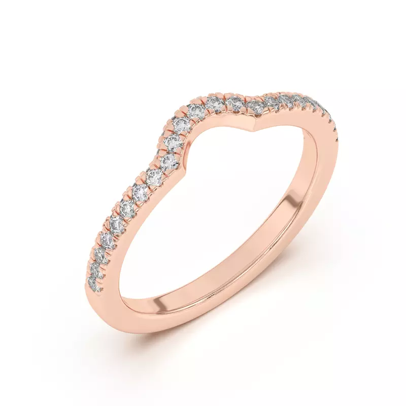 18K Rose Gold Nelly Curved Pavé Band
