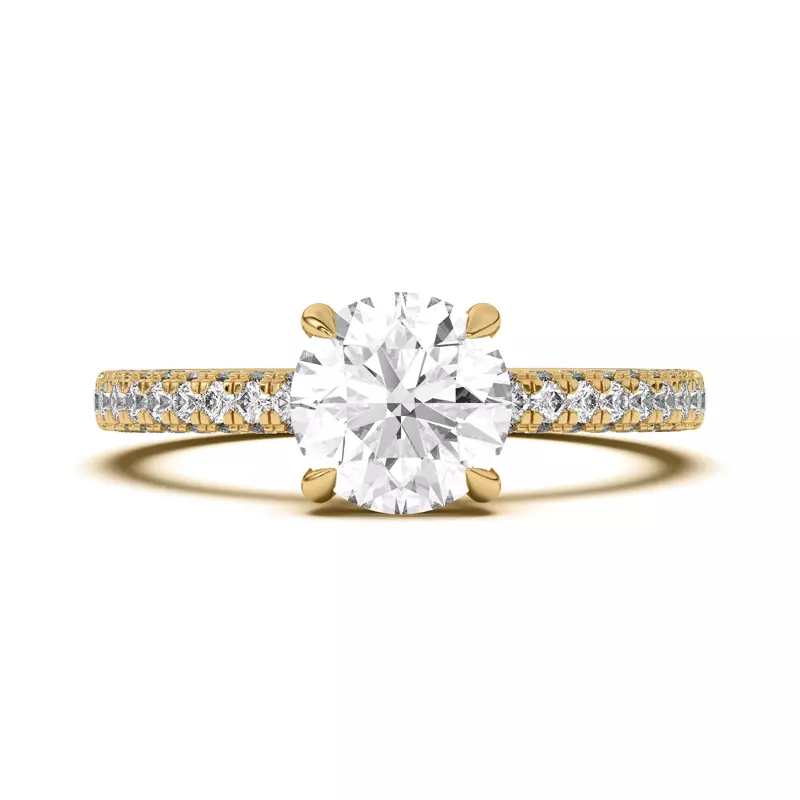 18K Yellow Gold Nelly Trio Pavé Engagement Ring