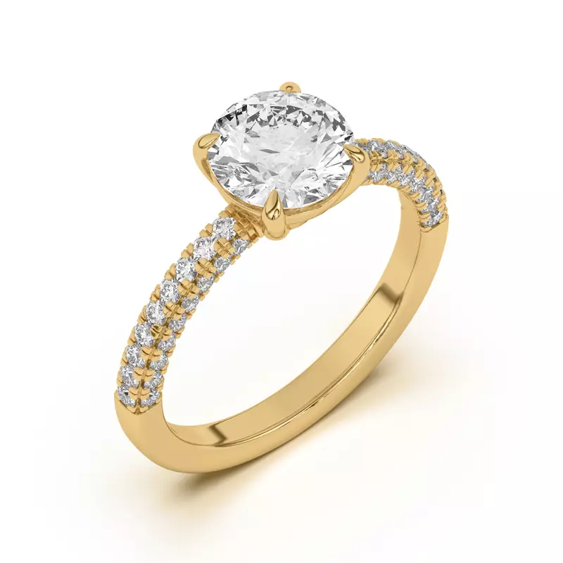 18K Yellow Gold Nelly Trio Pavé Engagement Ring
