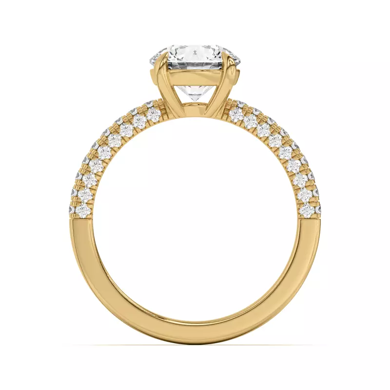 18K Yellow Gold Nelly Trio Pavé Engagement Ring