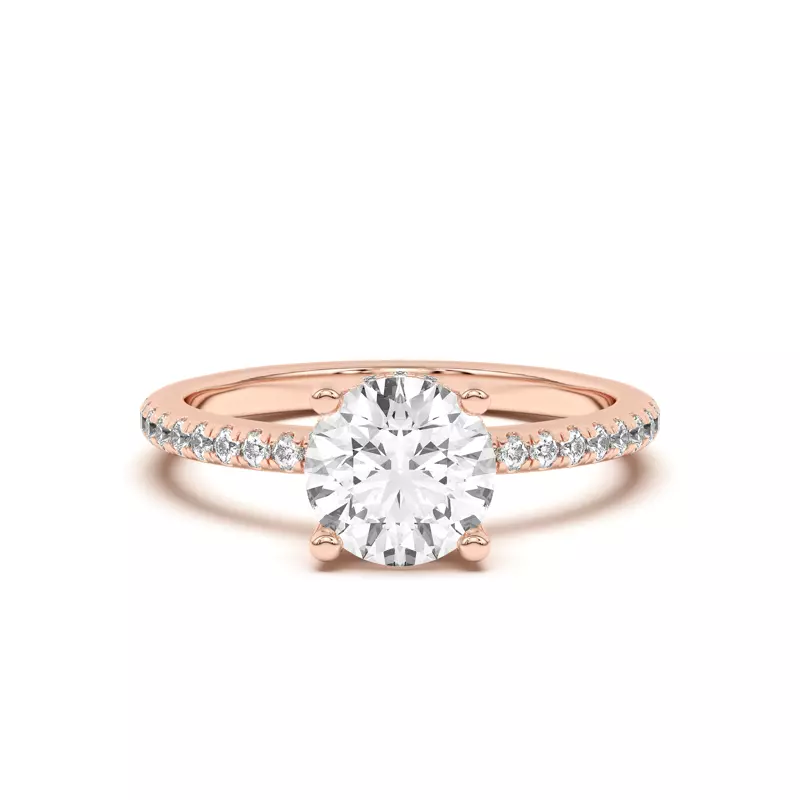 14K Rose Gold Marie Classic Hidden Halo Pavé Engagement Ring