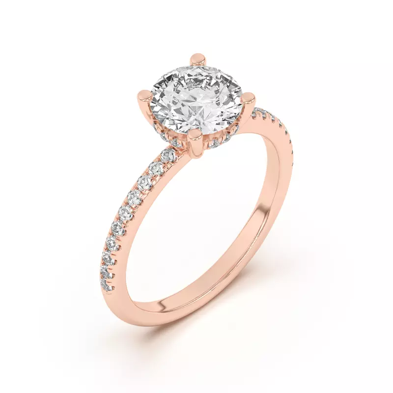 14K Rose Gold Marie Classic Hidden Halo Pavé Engagement Ring