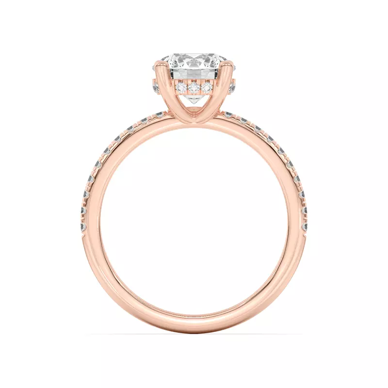 14K Rose Gold Marie Classic Hidden Halo Pavé Engagement Ring