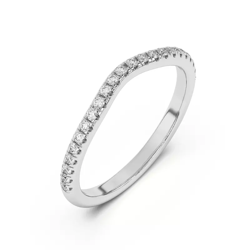 14K White Gold Marie Classic Curved Pavé Band