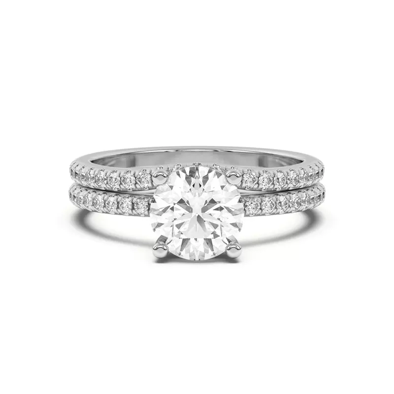 14K White Gold Marie Classic Curved Pavé Band