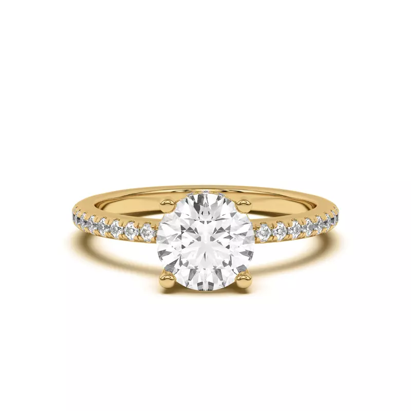 14K Yellow Gold Marie Classic Hidden Halo Pavé Engagement Ring