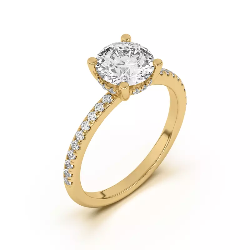 14K Yellow Gold Marie Classic Hidden Halo Pavé Engagement Ring